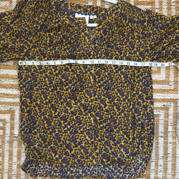 Anthropologie Maeve Floral Button-Front Puff Sleeve Blouse - Picture 7 of 7